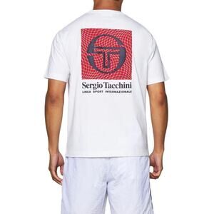 Sergio Tacchini Men’s Size XL White Warp Graphic Short Sleeve T-Shirt